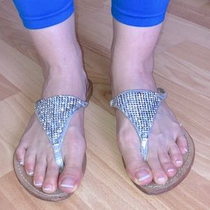 ALDO Swarovski Rhinestone Crystal Metallic Sandal